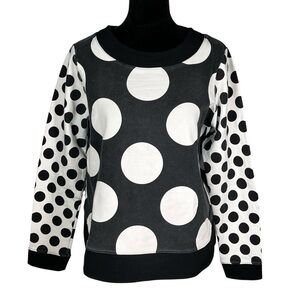 Vecceli Black White Sweatshirt Polka Dot Graphic Top Made in Italy Activewear